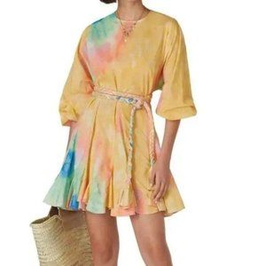 Rhode Resort Ella Tie Dye Cotton Summer Shift Dress no belt XS